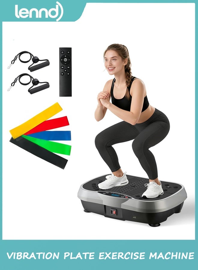 لينند آلة تمارين لوحة الاهتزاز ، 6 أوضاع التمرين ومنصة الاهتزاز 120 مستوى لفقدان الوزن / الصرف الليمفاوي ، 400 رطل قدرة مجلس الاهتزاز مع فرق المقاومة لتمرين الجسم الكامل - Image 1